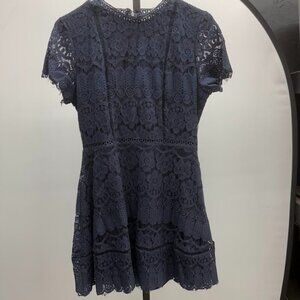 Blu Pepper Navy Blue Lace Mini Dress